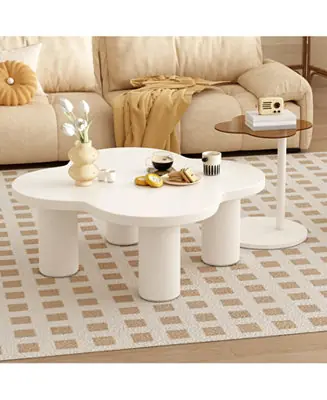 Modern Irregular Coffee Table Set with Glass Top Top Pick