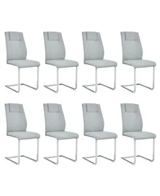 Modern Faux Leather Dining Chairs with Metal Legs Set of 8 Luxury