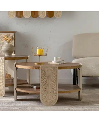 Limited Time Carved Wood Coffee/End Table with Storage