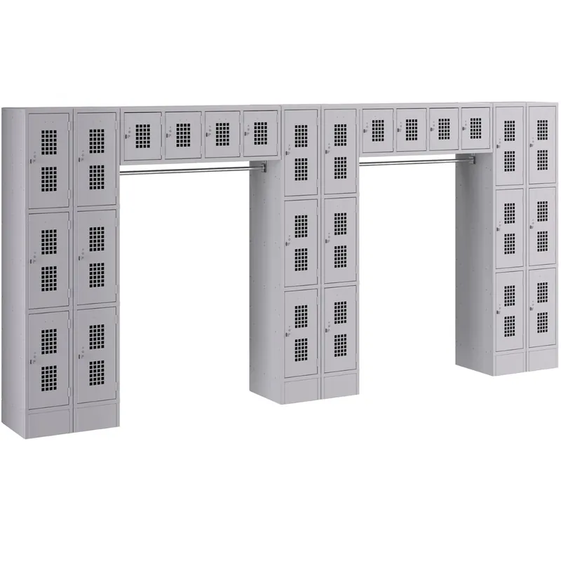 Regency Space Solutions Gray 3 Tier Locker with 26 Compartments and Garment Rack Big Sale