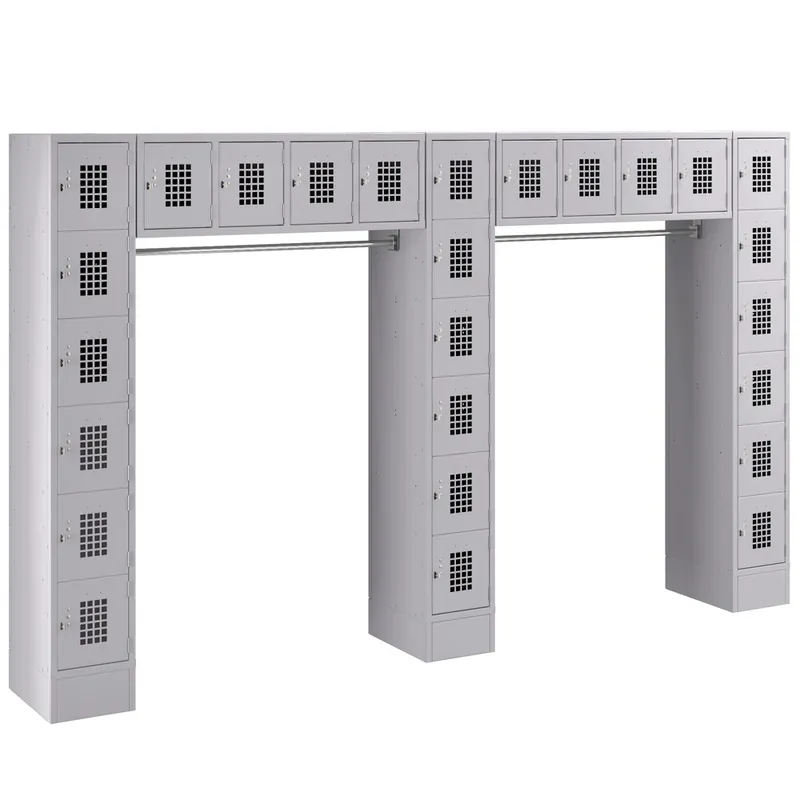 Grab Now Regency Space Solutions Gray 6 Tier Locker with 26 Compartments and Garment Rack