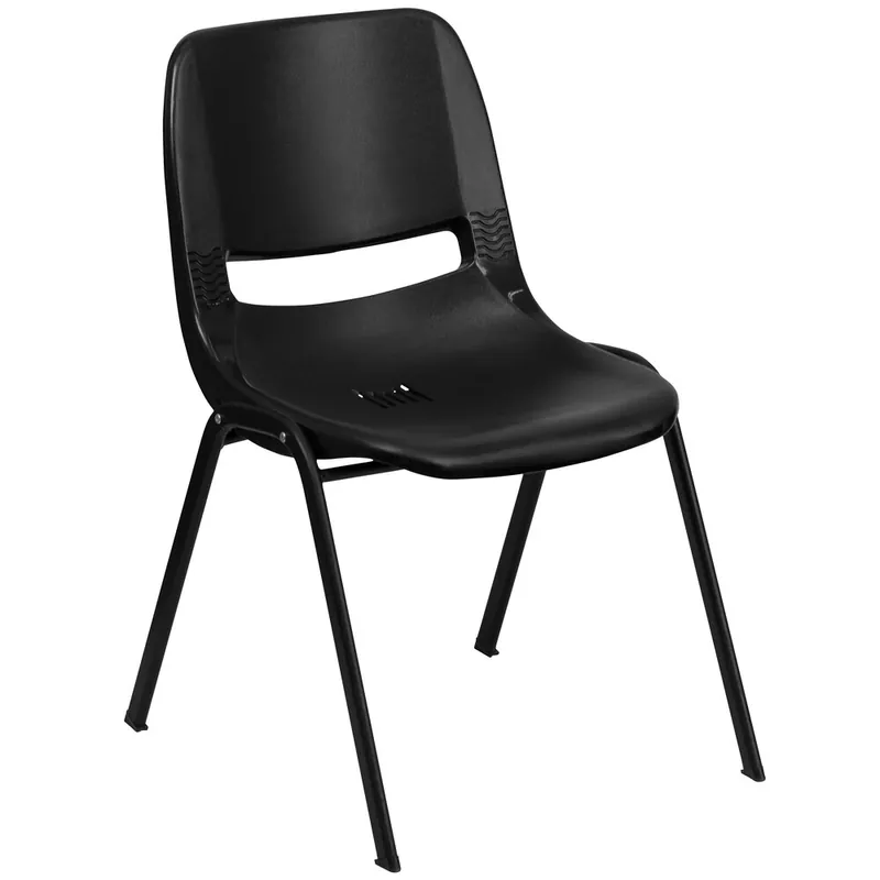 Flash Furniture RUT-EO1-BK-GG Hercules Series Black Ergonomic Shell Stack Chair Latest