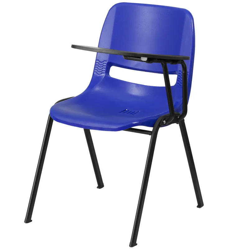 Flash Furniture RUT-EO1-BL-LTAB-GG Blue Ergonomic Shell Chair with Left Handed Flip-Up Tablet Arm Direct From Manufacturer