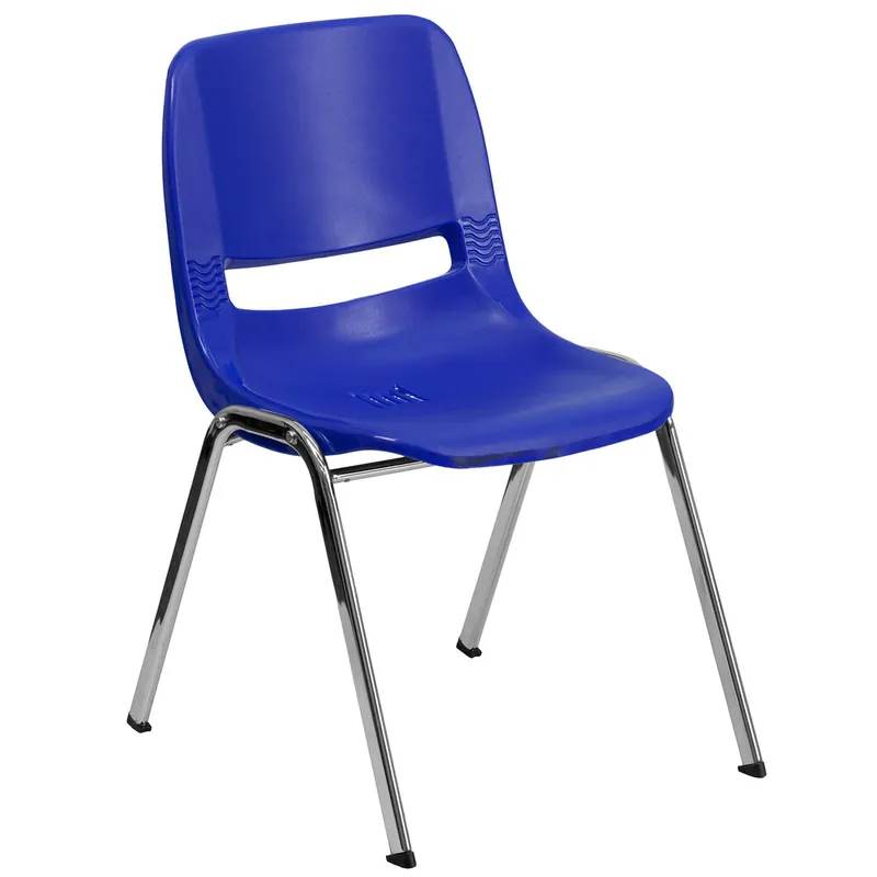 Buy Online Flash Furniture Hercules Navy Ergonomic Shell Stack Chair with Chrome Frame