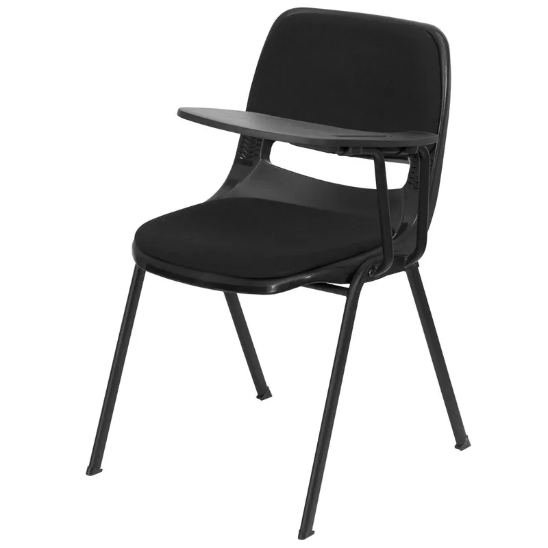 Direct From Factory Flash Furniture RUT-EO1-01-PAD-LTAB-GG Black Padded Ergonomic Shell Chair with Left Handed Flip-Up Tablet Arm