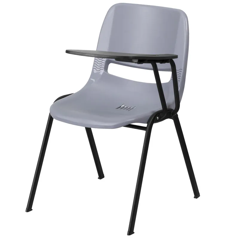 Flash Furniture RUT-EO1-GY-LTAB-GG Gray Ergonomic Shell Chair with Left Handed Flip-Up Tablet Arm Worldwide Shipping