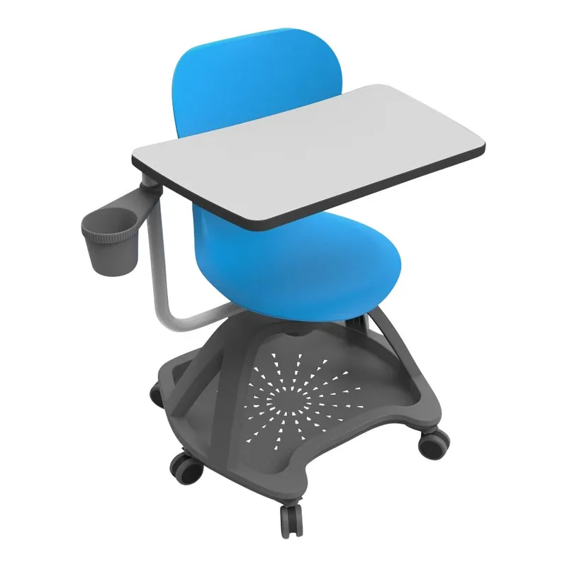 Luxor 23 1/2" x 27 1/2"-29" x 35" Blue / Gray All-in-One Mobile Student Desk with Flip-Up Desktop, Cup Holder, Underseat Storage, and 360-Degree Swivel Holiday Sale