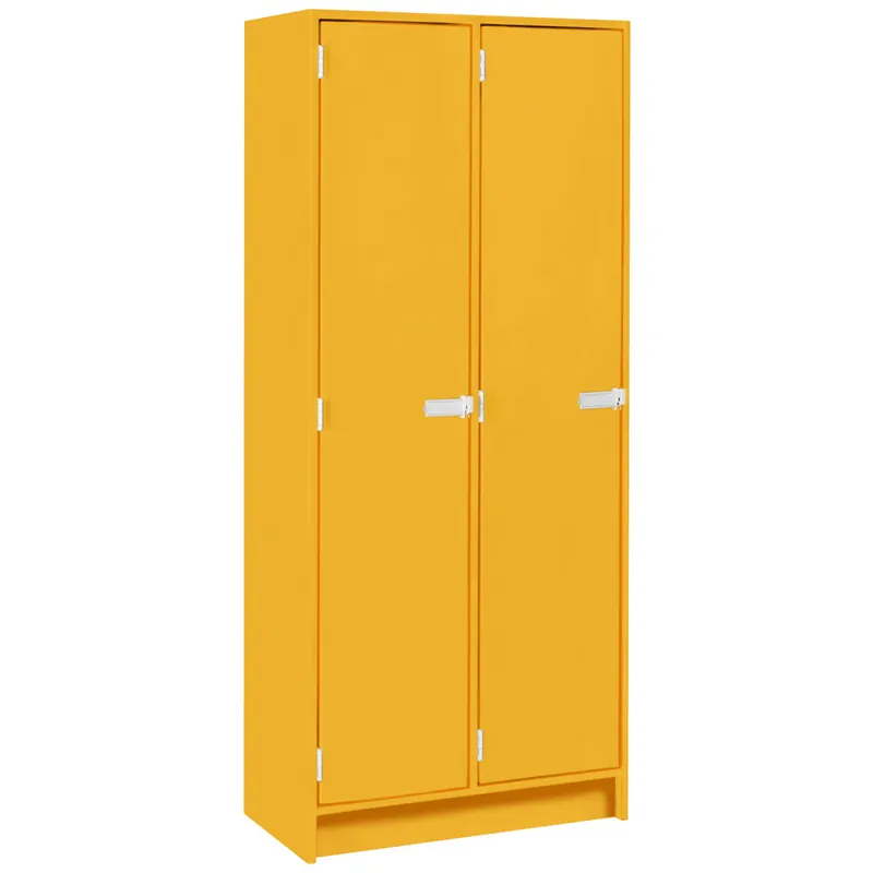 Editor’s Pick I.D. Systems 30" x 18" x 72" Sun Yellow Double Door Storage Locker with Two Shelves 79015 B30 042