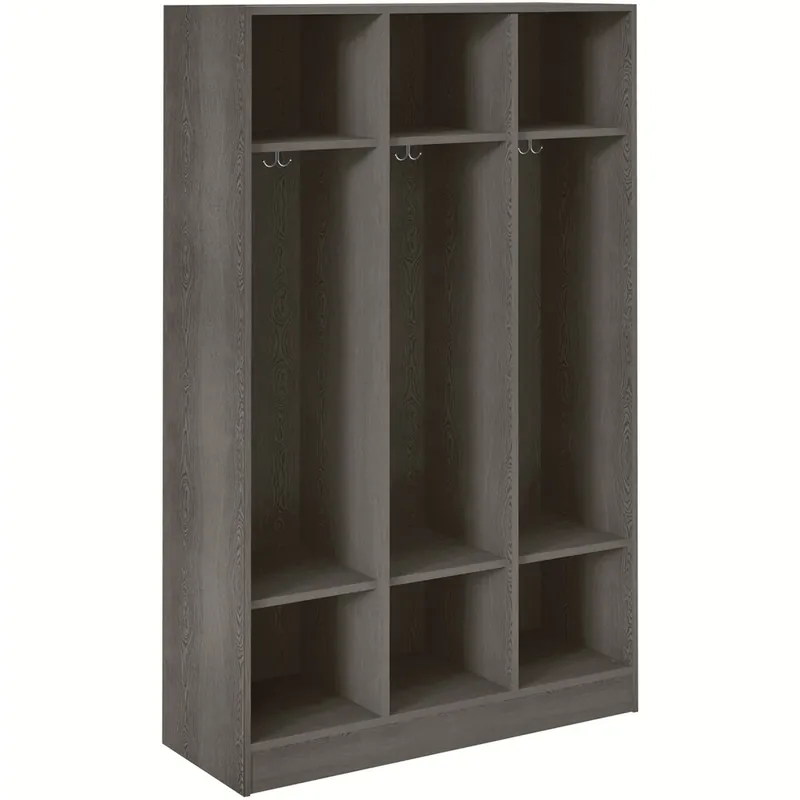 I.D. Systems 45" x 18" x 72" Dark Elm Triple Storage Locker with Two Shelves 79016 Z45 020 Final Sale