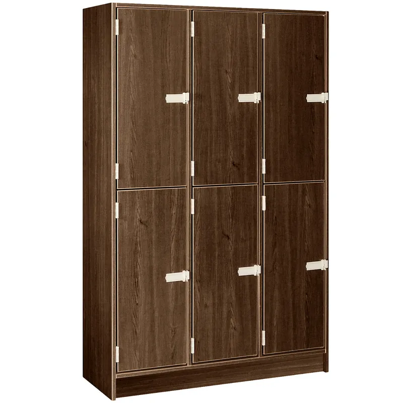 Brand New I.D. Systems 45" x 18" x 72" Dark Walnut Triple Door Storage Locker with Middle Shelf 79023 B45 022