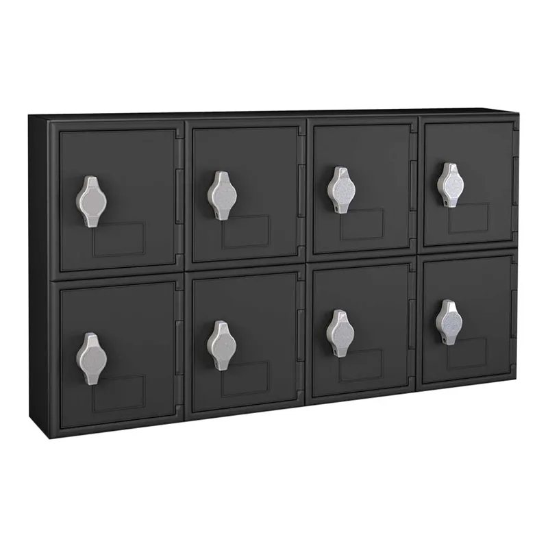 Free Shipping United Visual Products 24" x 4" x 12 1/2" Black ABS Plastic Quadruple 2-Tier Cell Phone Locker with Hasp Lock UVQ1049