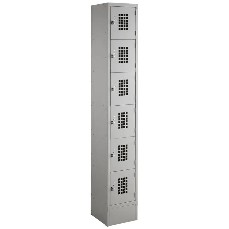 Winholt WL-66 Single Column Six Door Steel Locker with Perforated Doors - 12" x 12" x 78" Warranty Included