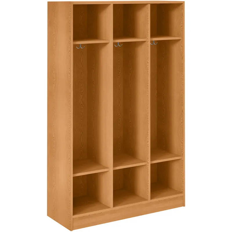 I.D. Systems 45" x 18" x 72" Light Oak Triple Storage Locker with Two Shelves 79016 Z45 024 Same Day Shipping