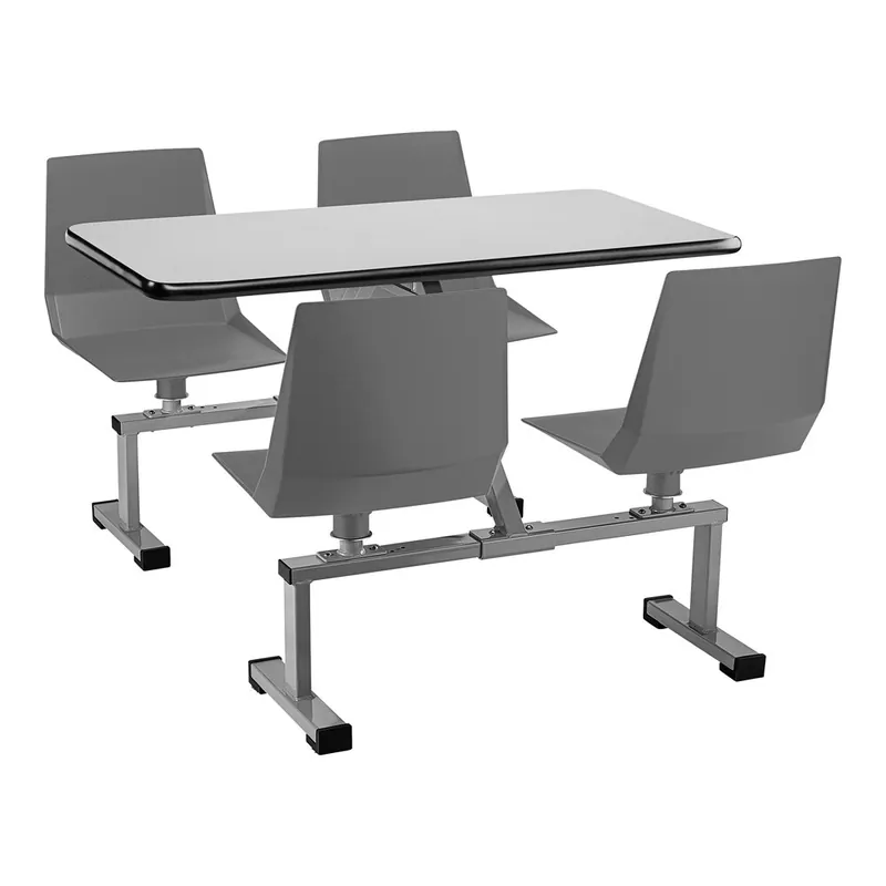 Save Now National Public Seating 24" x 48" Bannister Oak Cluster Swivel Booth with Particleboard Core, Edge Banding, and Charcoal Seats