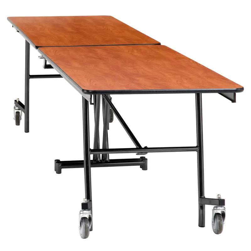 Buy Today National Public Seating MT12-PBTMPC 12' Rectangular Mobile Particleboard Cafeteria Table with Powder Coated Frame and T-Molding Edge