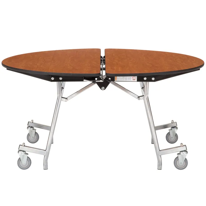 Don’t Miss Out National Public Seating MT48R-PBTMPC 48" Round Mobile Particleboard Cafeteria Table with Powder Coated Frame and T-Molding Frame
