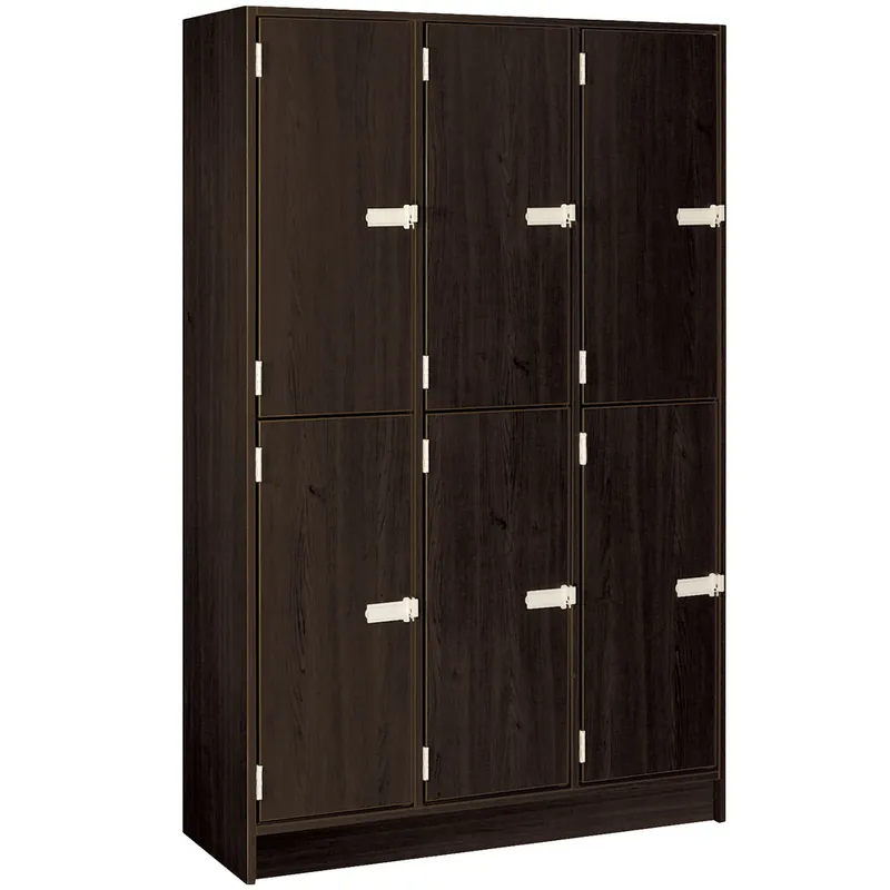 I.D. Systems 45" x 18" x 72" Midnight Maple Triple Door Storage Locker with Middle Shelf 79023 B45 023 Secure Checkout