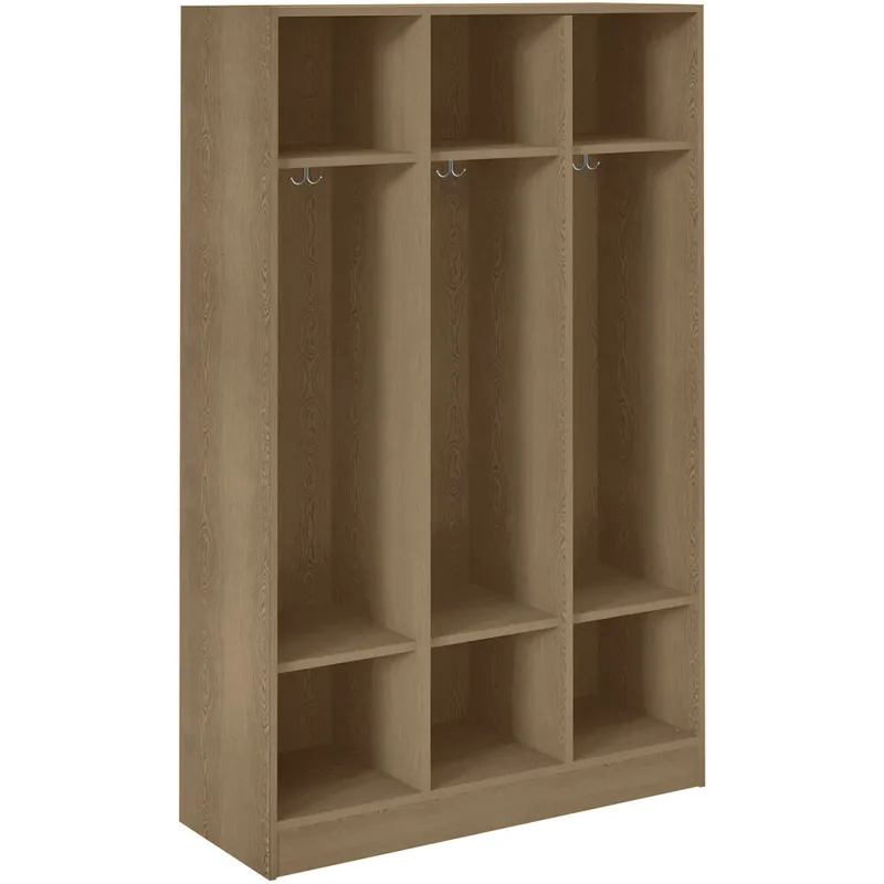 Trusted Brand I.D. Systems 45" x 18" x 72" Roman Walnut Triple Storage Locker with Two Shelves 79016 Z45 021