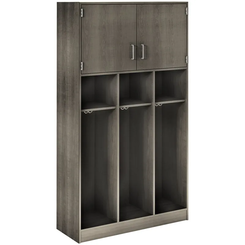 Save Now I.D. Systems 45" x 18" x 84" Dark Elm Triple Upper Door Storage Locker with Adjustable Middle Shelves 79028 C45 020
