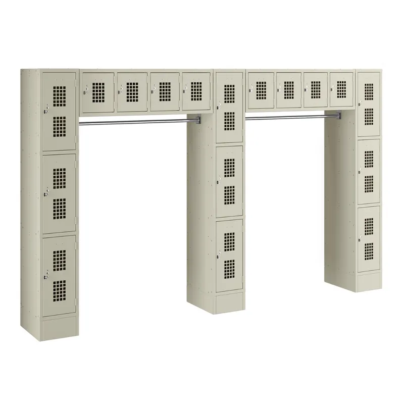 Bulk Order Regency Space Solutions Beige 3 Tier Locker with 17 Compartments and Garment Rack