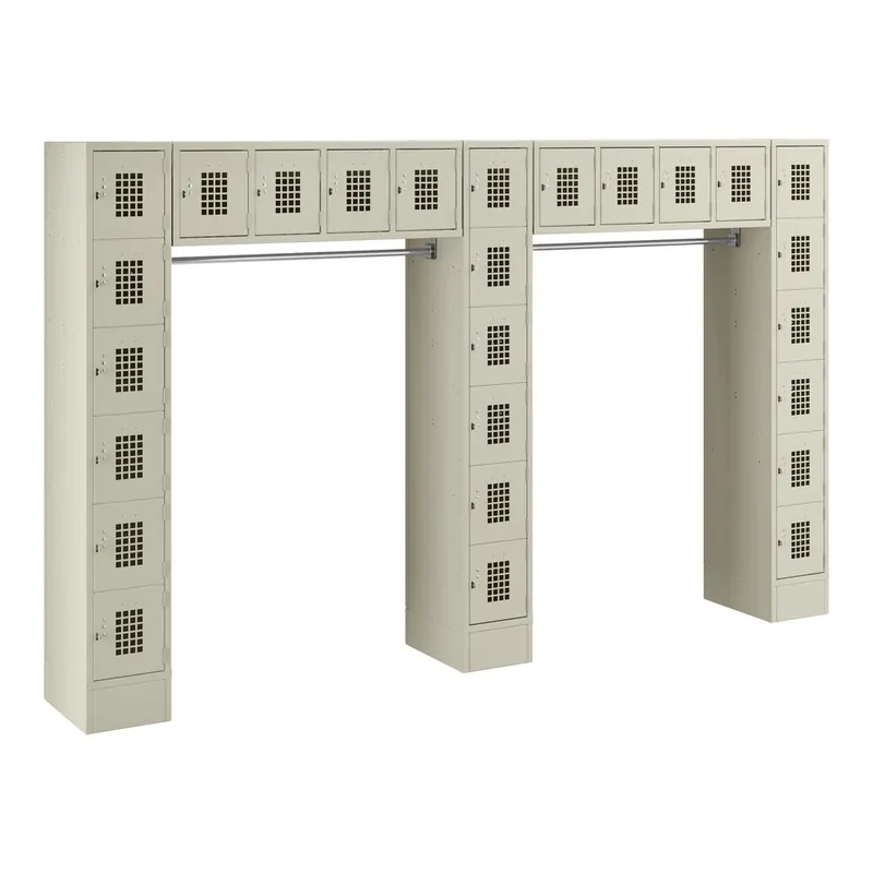 Regency Space Solutions Beige 6 Tier Locker with 26 Compartments and Garment Rack One Day Deal
