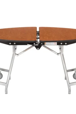 Worldwide Shipping National Public Seating MT72R-MDPECR 72" Round Mobile MDF Cafeteria Table with Chrome Frame and ProtectEdge