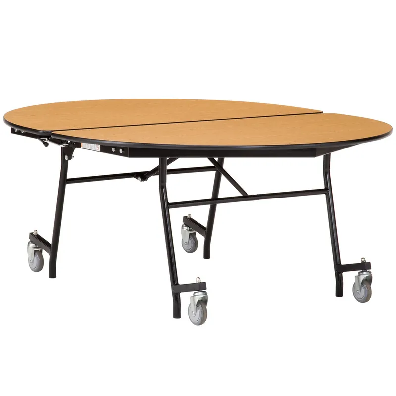 National Public Seating MT72V-PBTMPC 72" Oval Mobile Particleboard Cafeteria Table with Powder Coated Frame and T-Molding Edge Holiday Sale