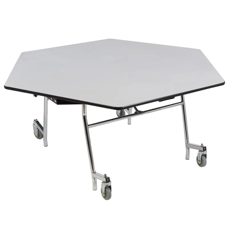 National Public Seating MTSSF-48H-MDPEPC 48" Hexagonal MDF Cafeteria Table with ProtectEdge and Black Powder Coated Frame Buy Direct