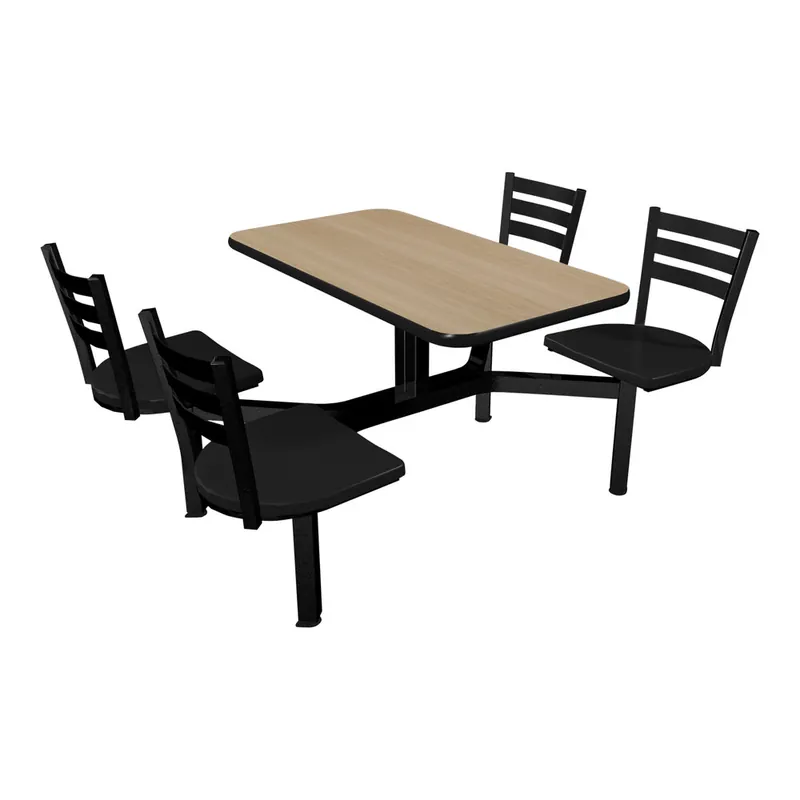 Hot Picks Plymold Cebra Cluster 30" x 44" Beige Table Top with 4 Black Seats