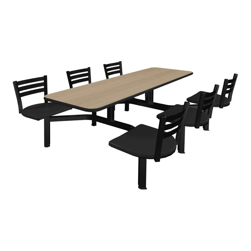 Plymold Cebra Cluster 30" x 72" Beige Table Top with 6 Black Seats Deal