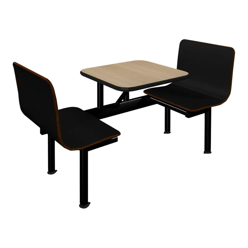 Latest Plymold Contour 24" x 23" Beige Table Top with 2 Black Benches