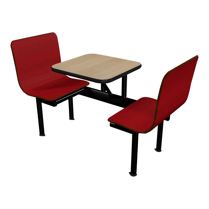 Plymold Contour 24" x 23" Beige Table Top with 2 Hollyberry Benches Clearance