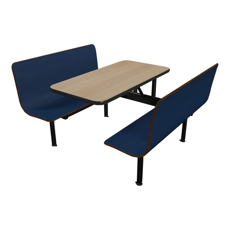 Original Plymold Contour 24" x 47" Beige Table Top with 2 Atlantis Blue Benches