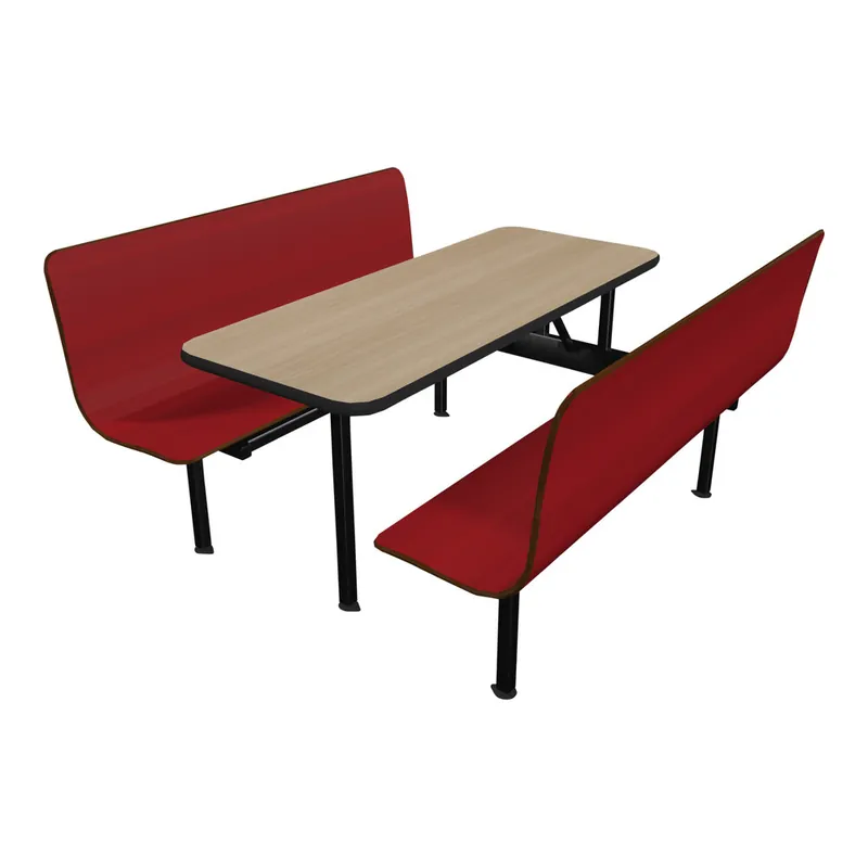 Factory Price Plymold Contour 24" x 59" Beige Table Top with 2 Hollyberry Benches