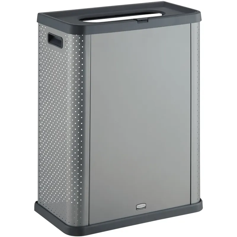 No Minimum Order Rubbermaid® 2136962 Elevate 23 Gallon Dark Gray Three-Sided Decorative Slim Can Waste Container / Shell