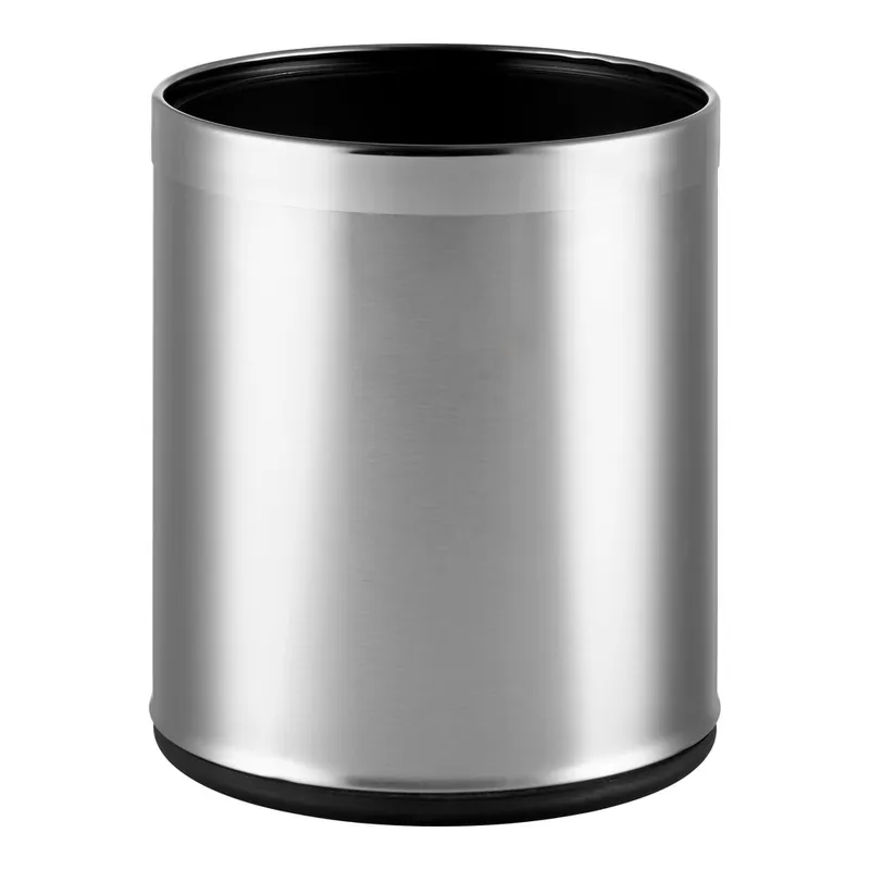 Lancaster Table & Seating 2.1 Gallon Stainless Steel Round Decorative Wastebasket with Open Top Fan Favorite