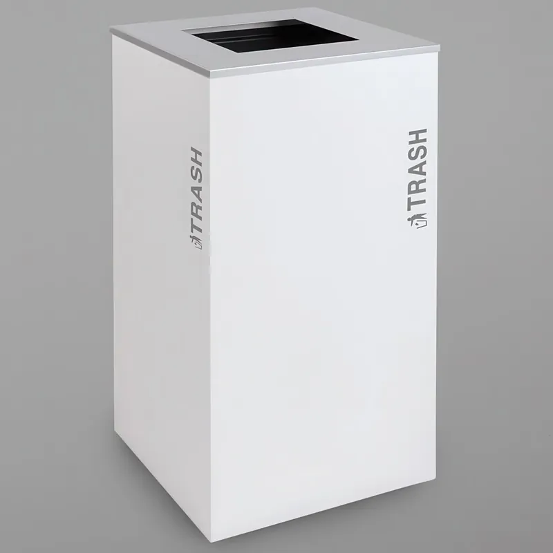 Viral Ex-Cell Kaiser RC-KD36-T BT-WHT Black Tie Kaleidoscope White Gloss 36 Gallon Square Trash Can
