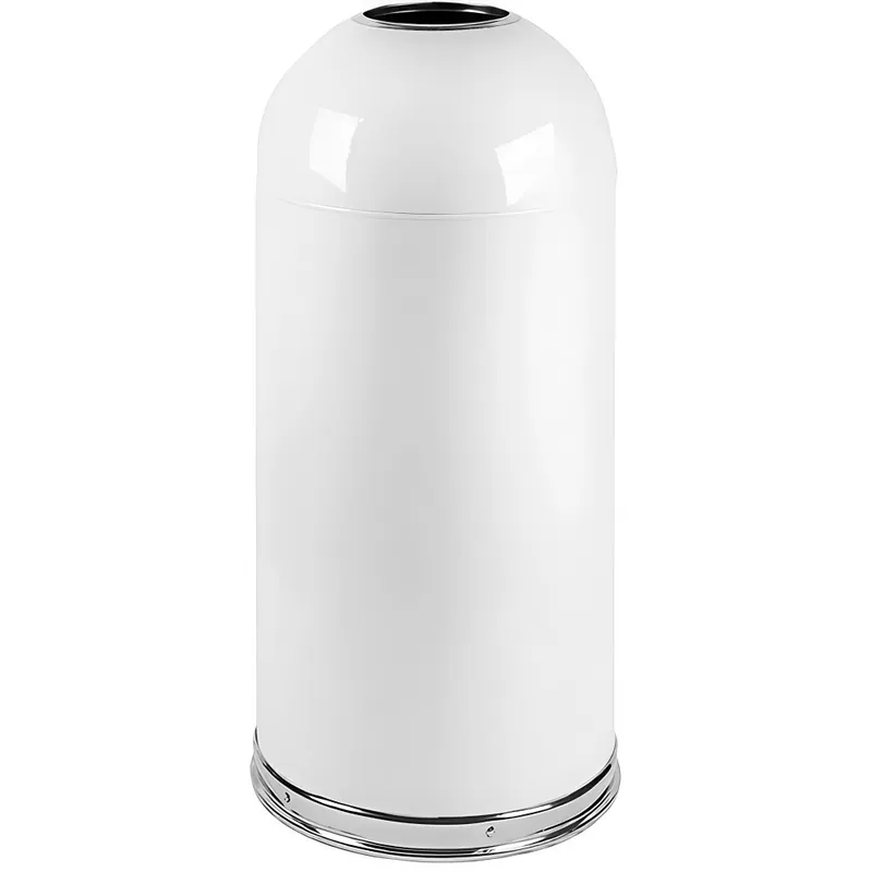 Witt Industries 415DTWH 15 Gallon White Steel Round Indoor Decorative Trash Can with Open Dome Lid Cheap