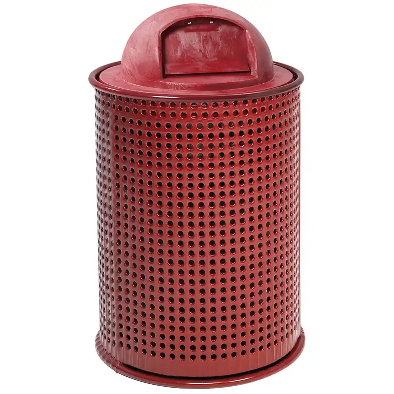 Top Rated Wabash Valley LR300P Wabash 32 Gallon Perforated Thermoplastic Coated Steel Mesh Outdoor Round Trash Can