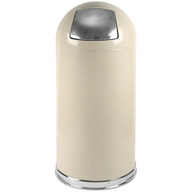 Witt Industries 15DTAL 15 Gallon Almond Steel Round Indoor Decorative Trash Can with Push Door Dome Lid Don’t Miss Out