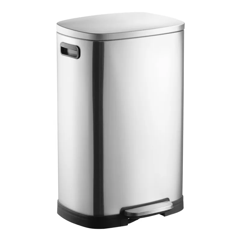 Express Delivery Lancaster Table & Seating 13 Gallon Stainless Steel Rectangular Step-On Trash Can with Soft Close Lid
