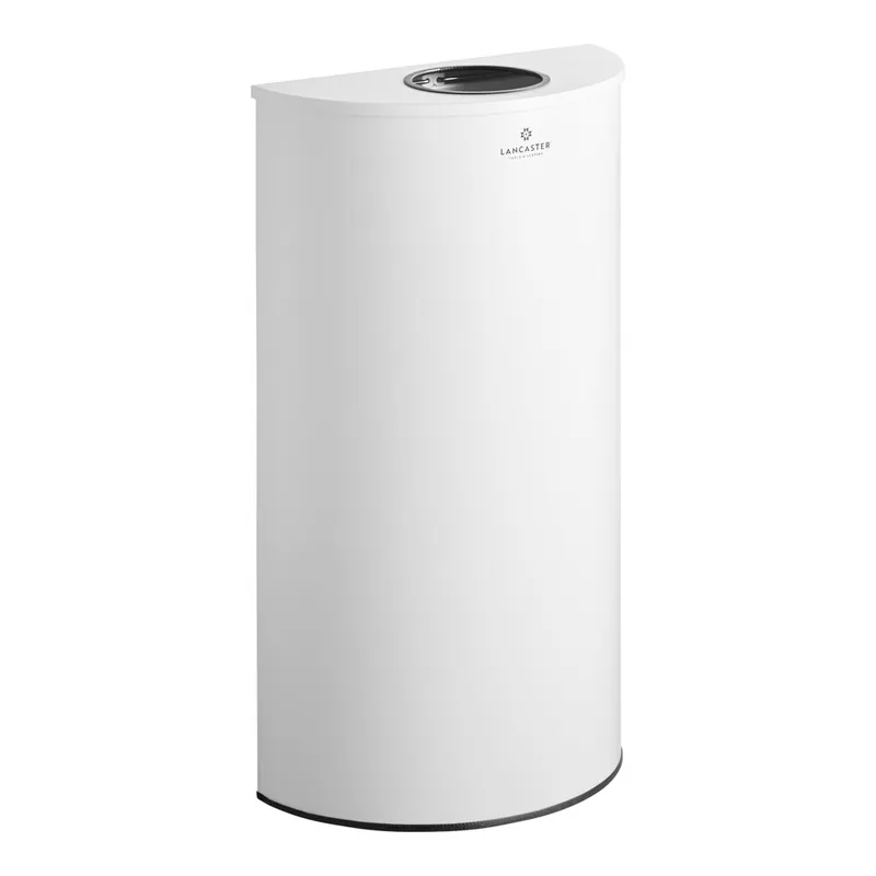 Save Now Lancaster Table & Seating 12 Gallon White Powder-Coated Metal Half Round Decorative Trash Can