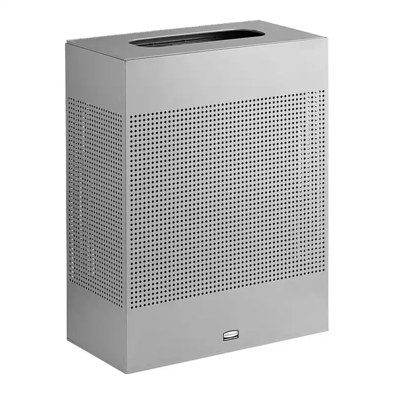 Rubbermaid® FGSR18EPLSM Silhouettes Metallic Silver Steel Designer Rectangular Trash Can - 22.5 Gallon Crafted