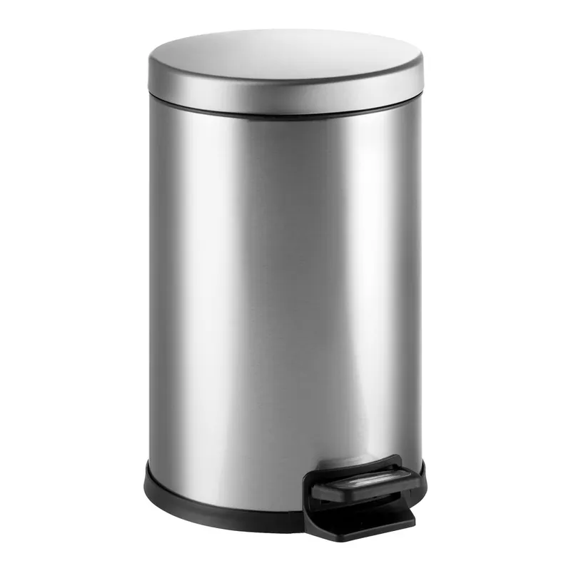 Markdown Lancaster Table & Seating 3 Gallon Stainless Steel Round Step-On Trash Can with Soft Close Lid