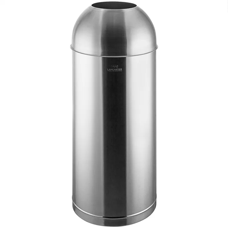 Lancaster Table & Seating 15 Gallon Stainless Steel Round Decorative Trash Can with Open Dome Lid Special Discount