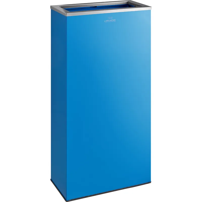 Clearance Lancaster Table & Seating 17 Gallon Blue Powder-Coated Metal Rectangular Decorative Trash Can