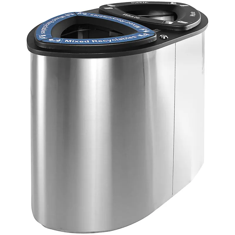 Weekend Sale Busch Systems Boka 101228 52 Gallon Stainless Steel Two Stream Decorative Mixed Recyclables / Waste Receptacle