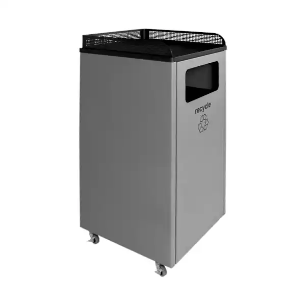 Free Returns Busch Systems Courtside 100922 32 Gallon Powder-Coated Steel Decorative Recyclables Receptacle