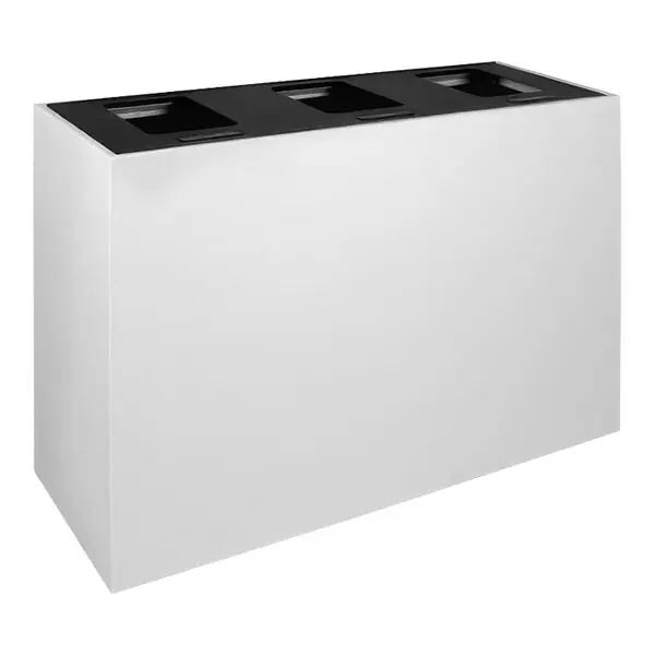 Last Chance Busch Systems Mezzo 101508 45 Gallon Powder-Coated Steel Three Stream Decorative Cans & Bottles / Paper / Waste Receptacle with Black Lid