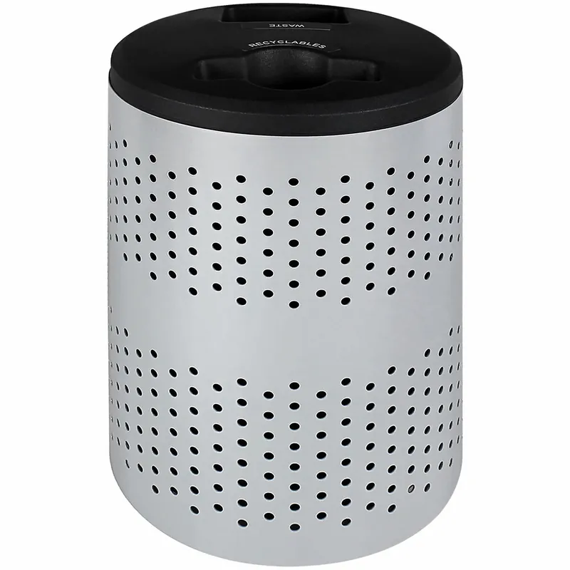 Trending Busch Systems Portland 101483 45 Gallon Powder-Coated Steel Two Stream Decorative Recyclables / Waste Receptacle